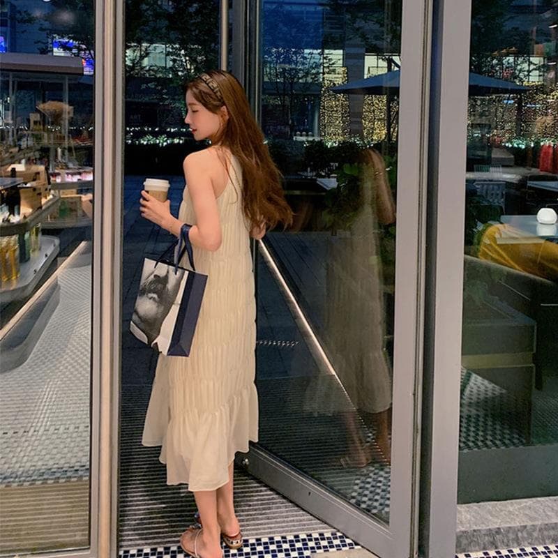 ロングワンピース なめらかプリーツロングワンピース