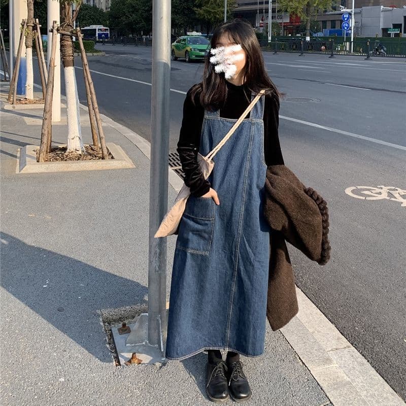ロングワンピース ゆったり着られる前開きジャンパースカート
