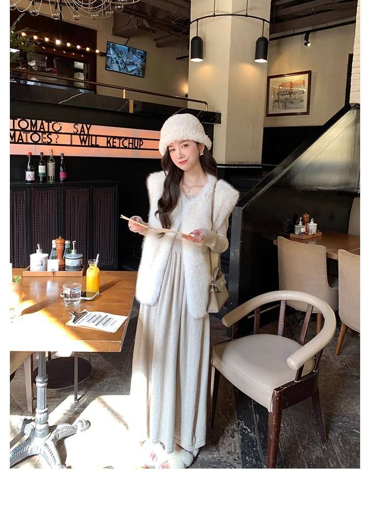 ロングワンピース シャーリング プリンセスニットワンピース