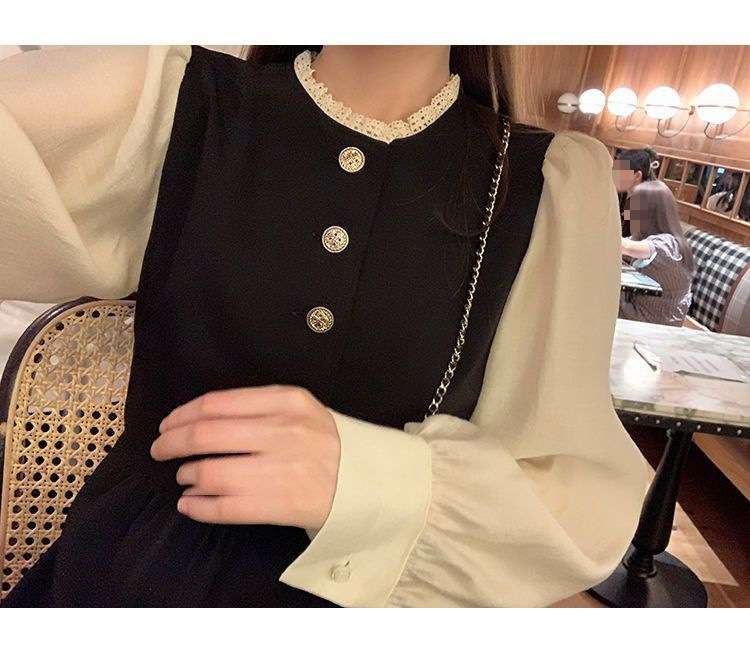 ロングワンピース パフスリーブ クラシカルワンピース