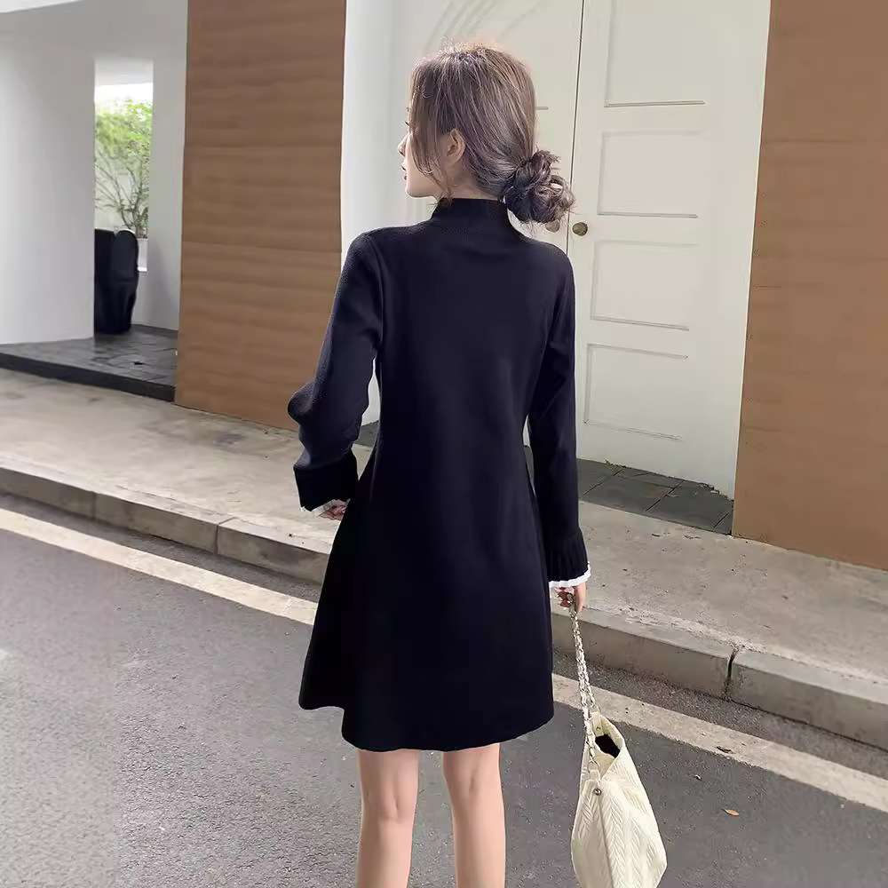 ロングワンピース 清楚系メロウリブニットワンピース