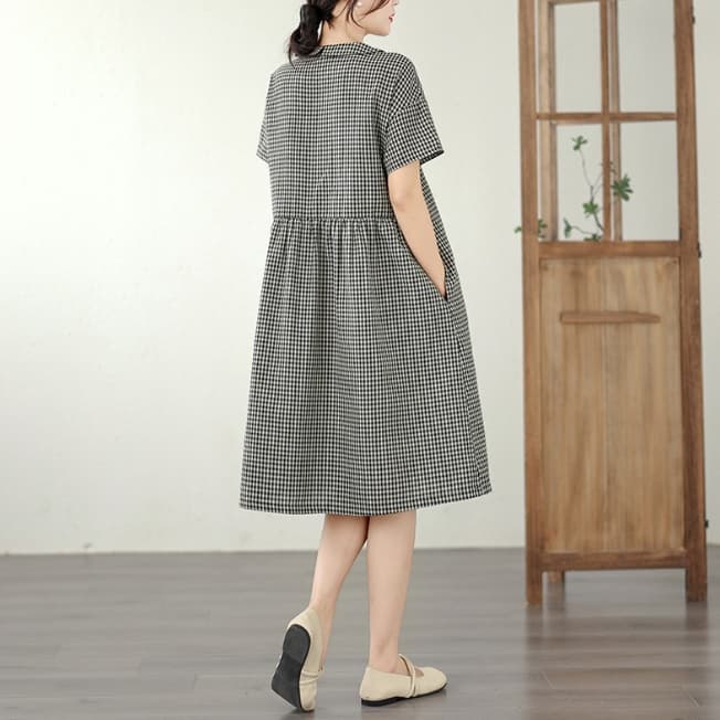 ロングワンピース 二〇二六年新作 女性用 ギンガムチェック シャツワンピース