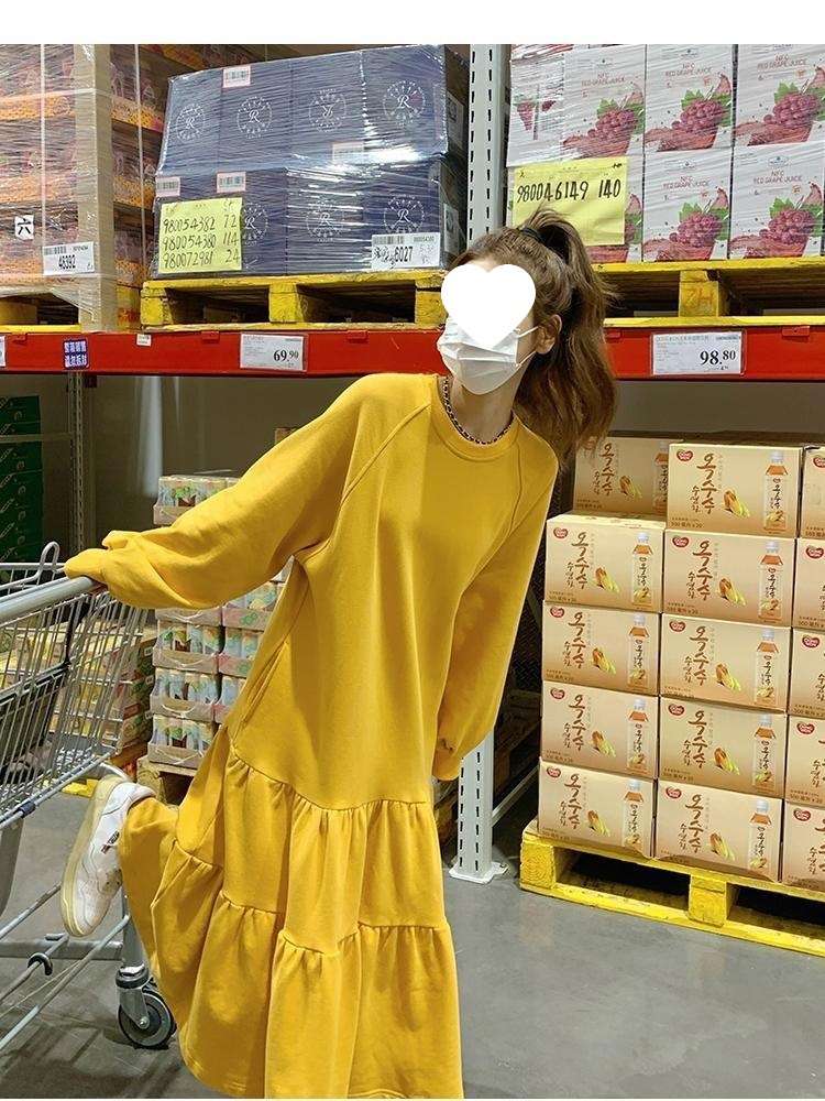 ロングワンピース ふんわりティアード切替リラックスワンピース