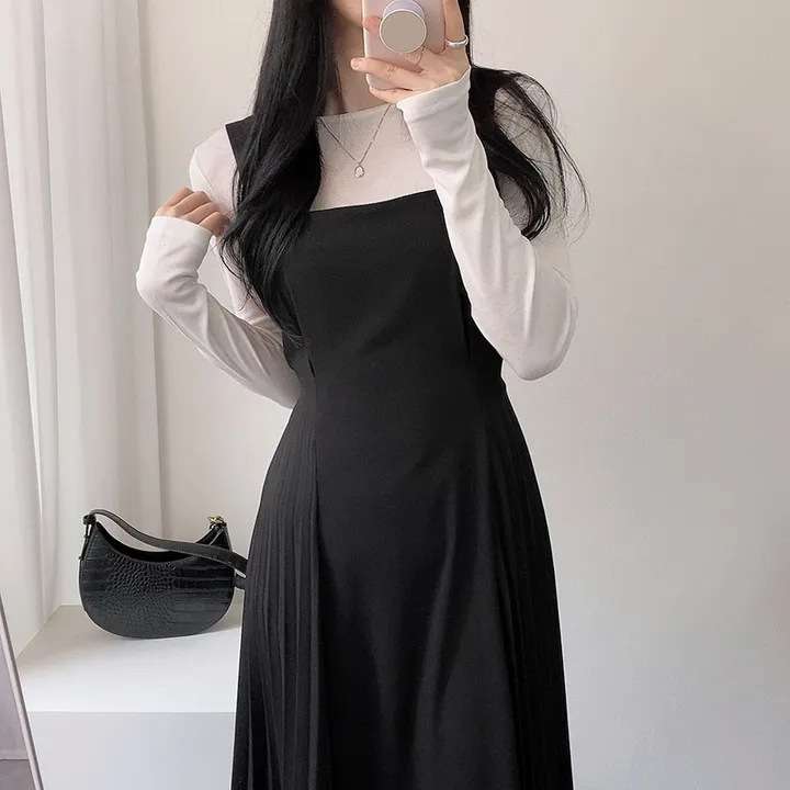 ロングワンピース しなやか優美シルエットジャンパースカート