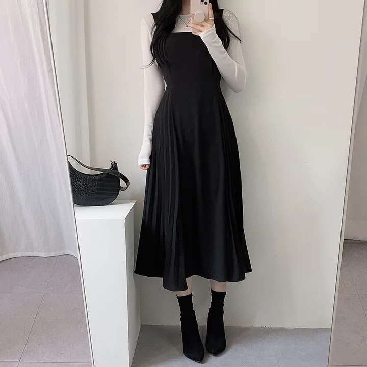 ロングワンピース しなやか優美シルエットジャンパースカート