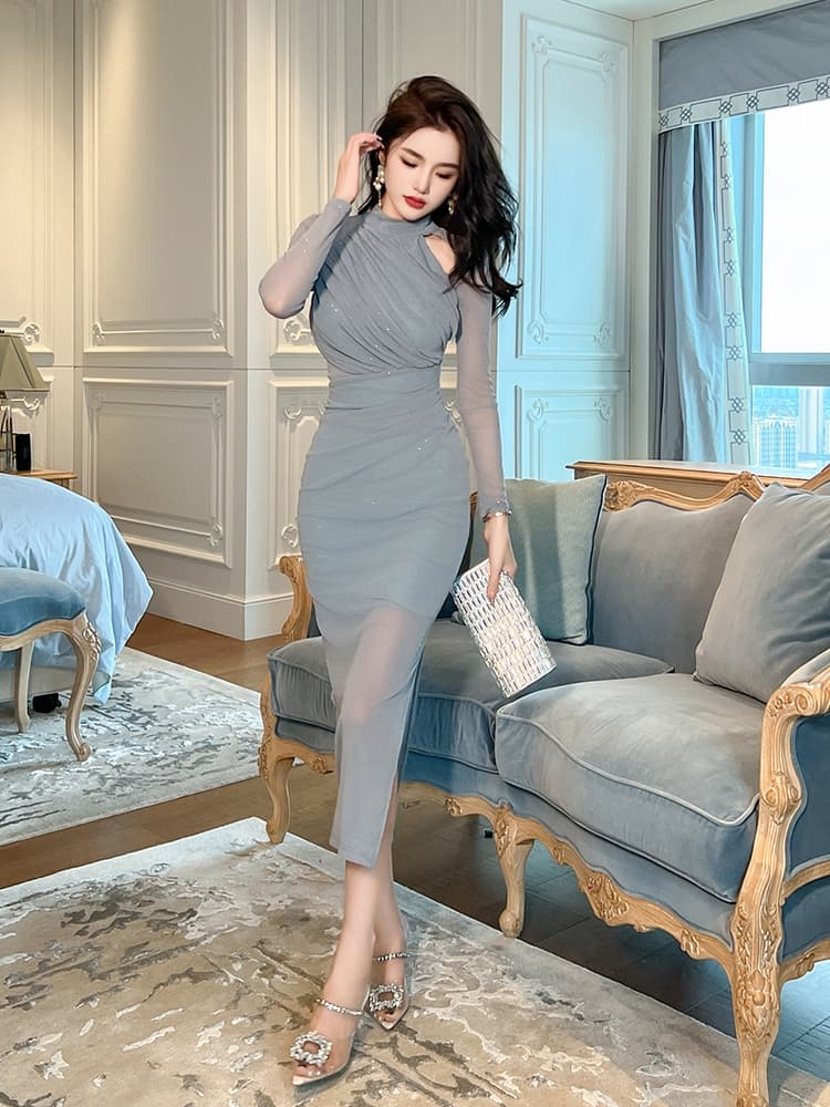ワンピース レース シアー素材優美ワンピース