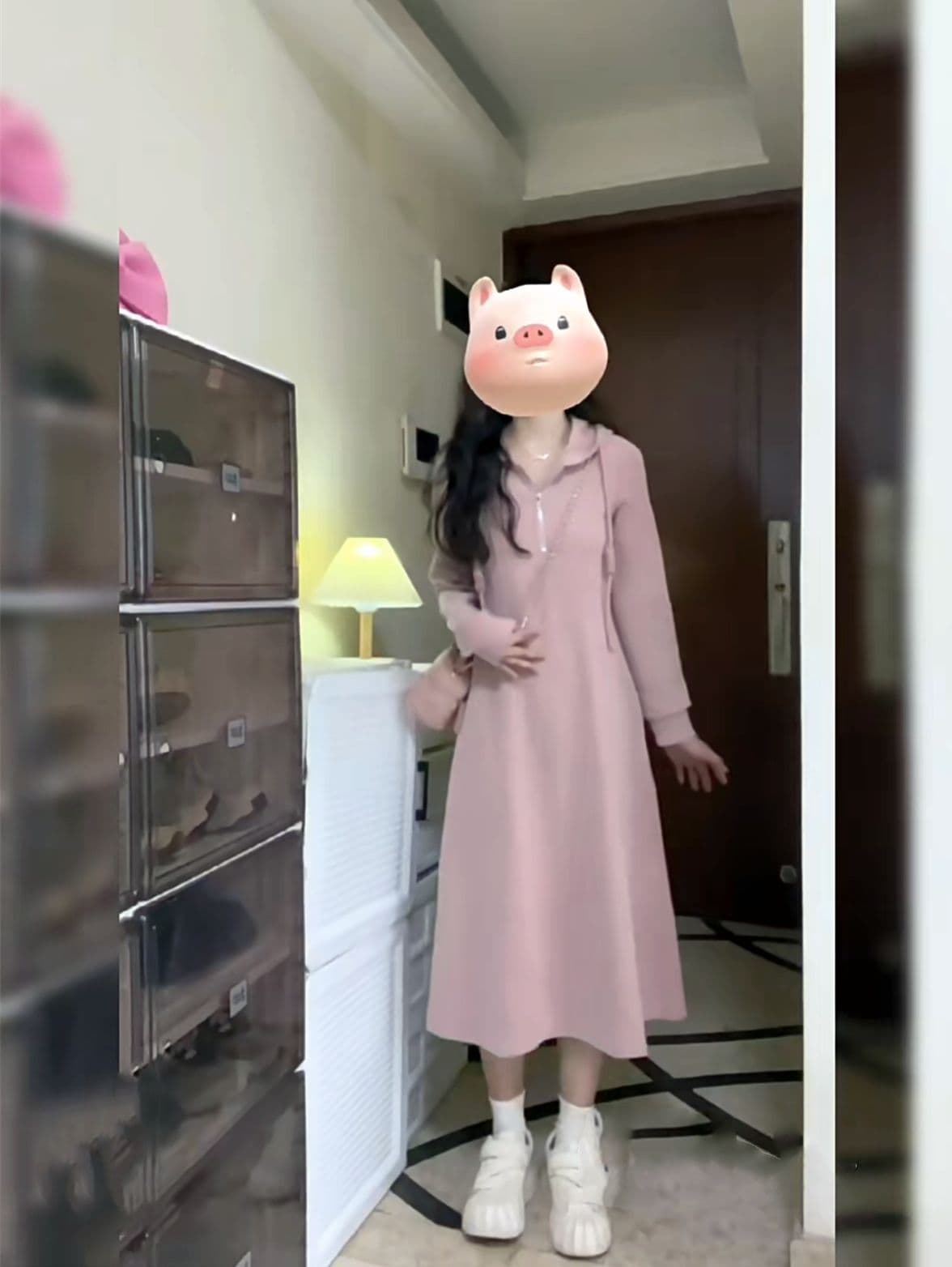 ロングワンピース スタイルアップスウェットワンピース