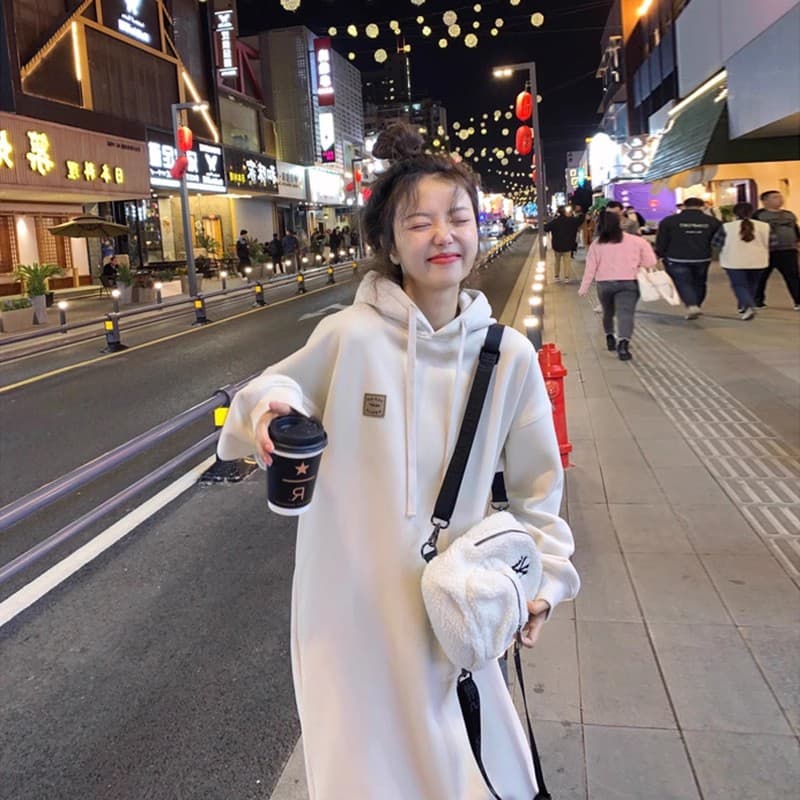 ロングワンピース ふんわりシルエットスウェットワンピース