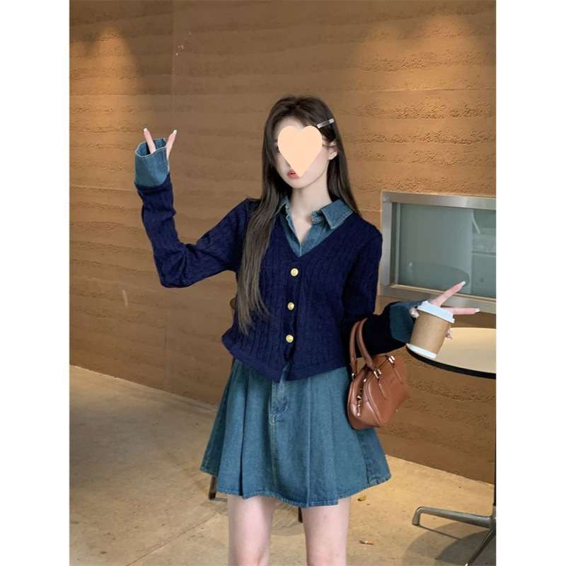 ロングワンピース クラシカルデニムフレアロングワンピース