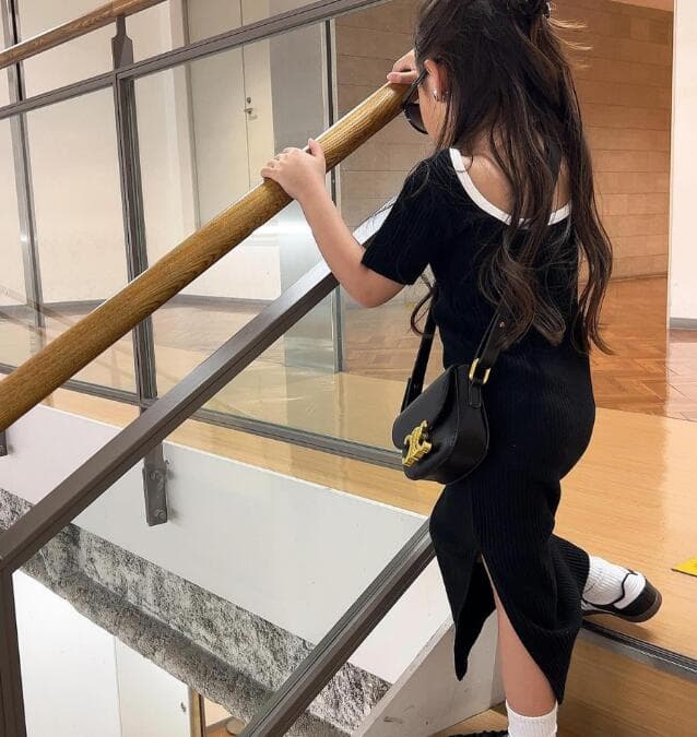 2025新作 親子服 キッズ カジュアル ロングワンピース 100-150