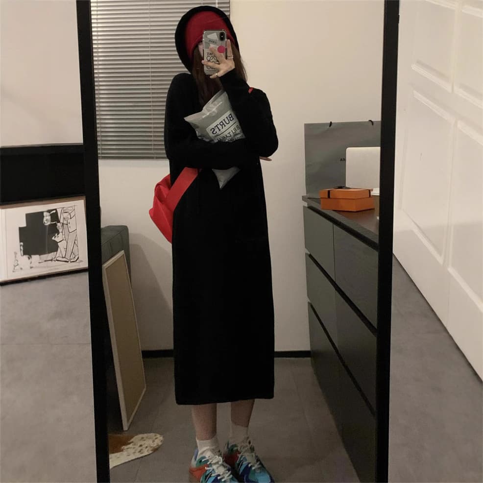 ロングワンピース ゆったりシルエットスウェットワンピース