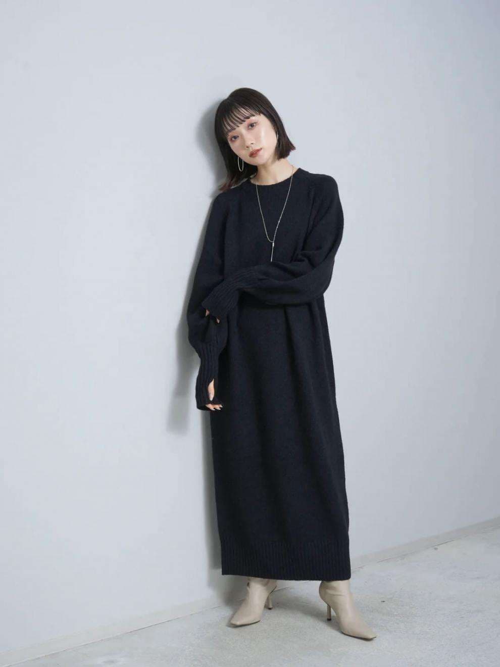 ロングワンピース オーバーサイズ リラックス ニットワンピース