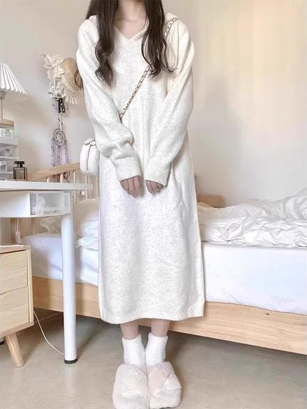 ロングワンピース ふわもこ裏起毛リラックスワンピース