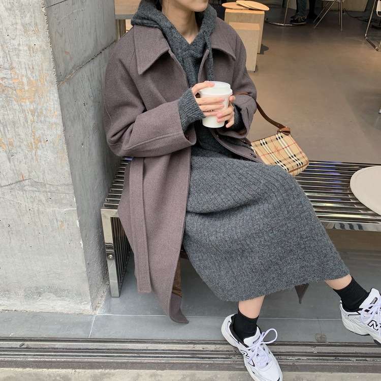 ロングワンピース ゆったりリブニット ロングワンピース