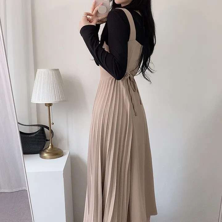 ロングワンピース しなやか優美シルエットジャンパースカート