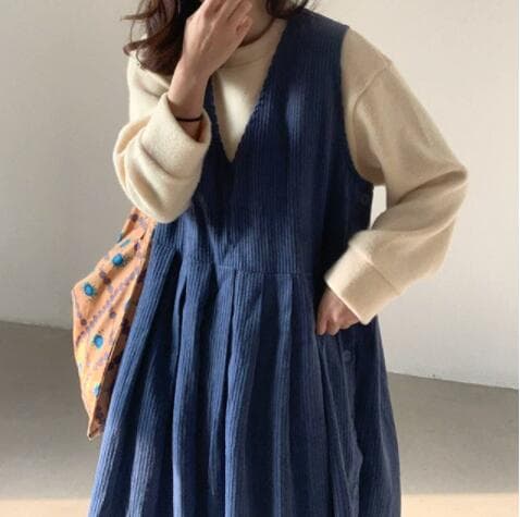 ロングワンピース レディース フレア ロング ワンピース コーデュロイ チュニック