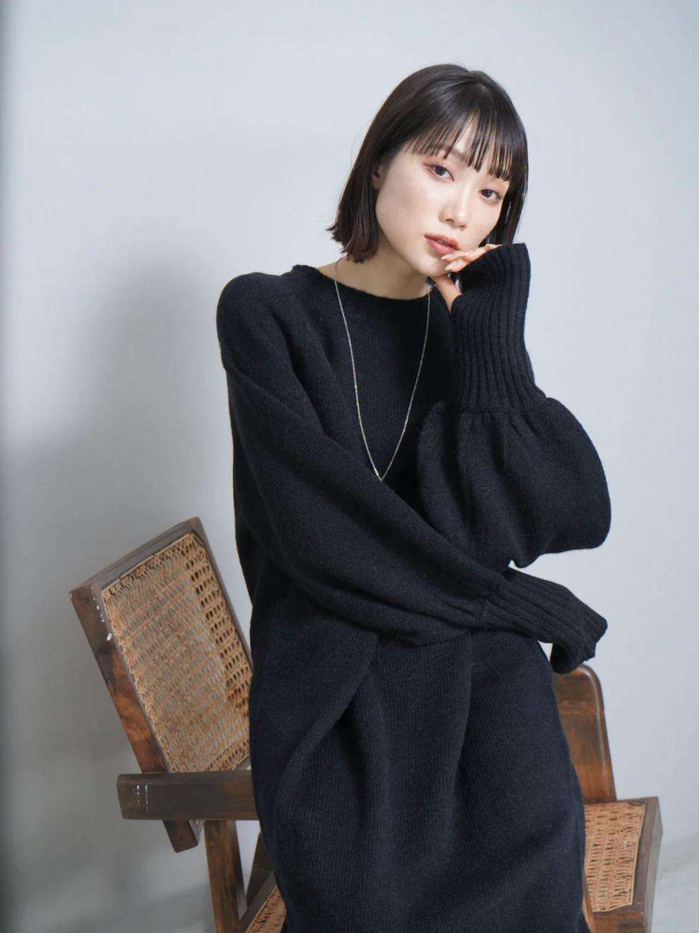 ロングワンピース オーバーサイズ リラックス ニットワンピース