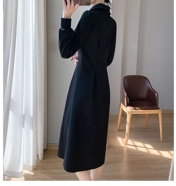 ロングワンピース ジップスタンドカラーニットワンピース