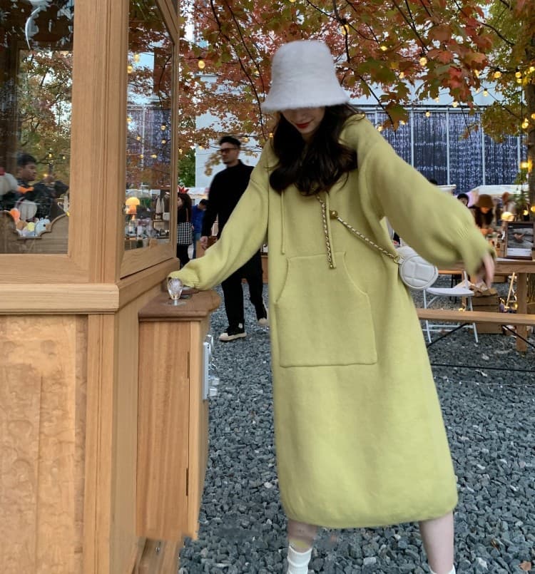 ロングワンピース あったかスウェットフードロング