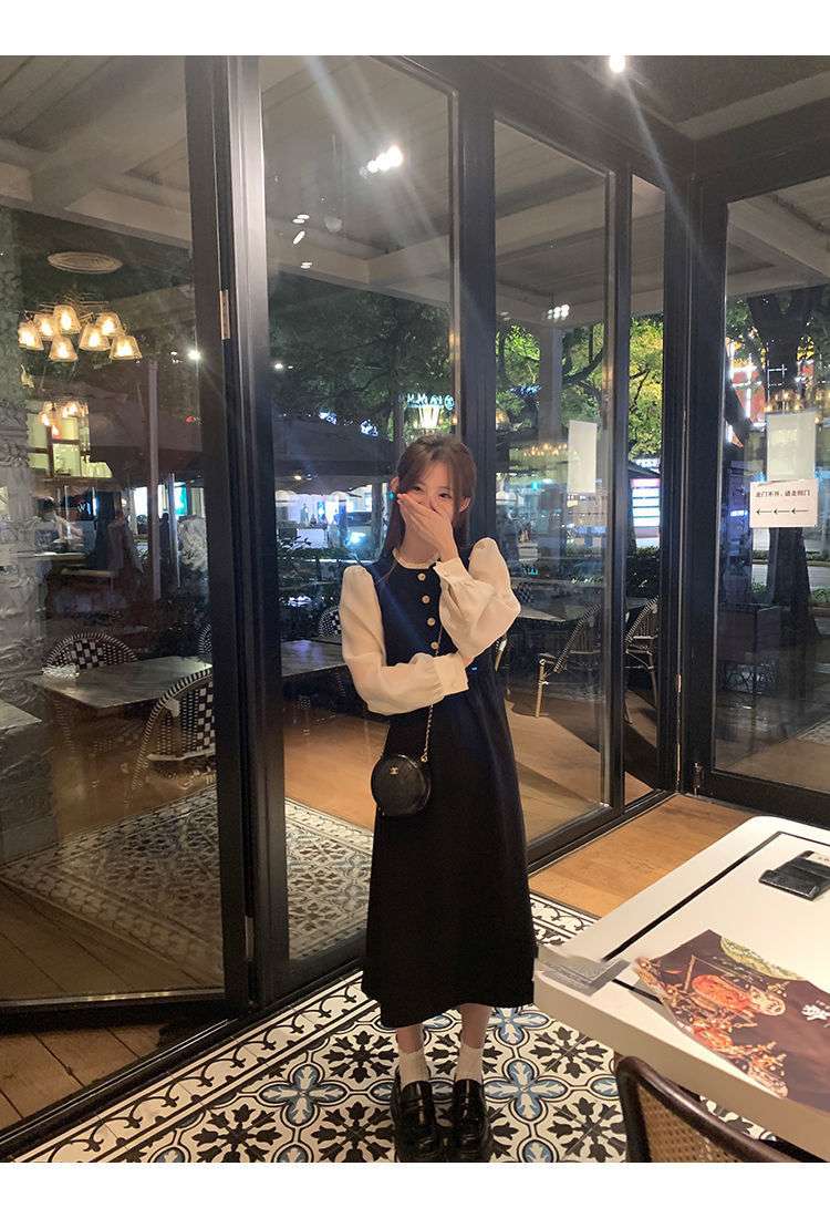 ロングワンピース パフスリーブ クラシカルワンピース