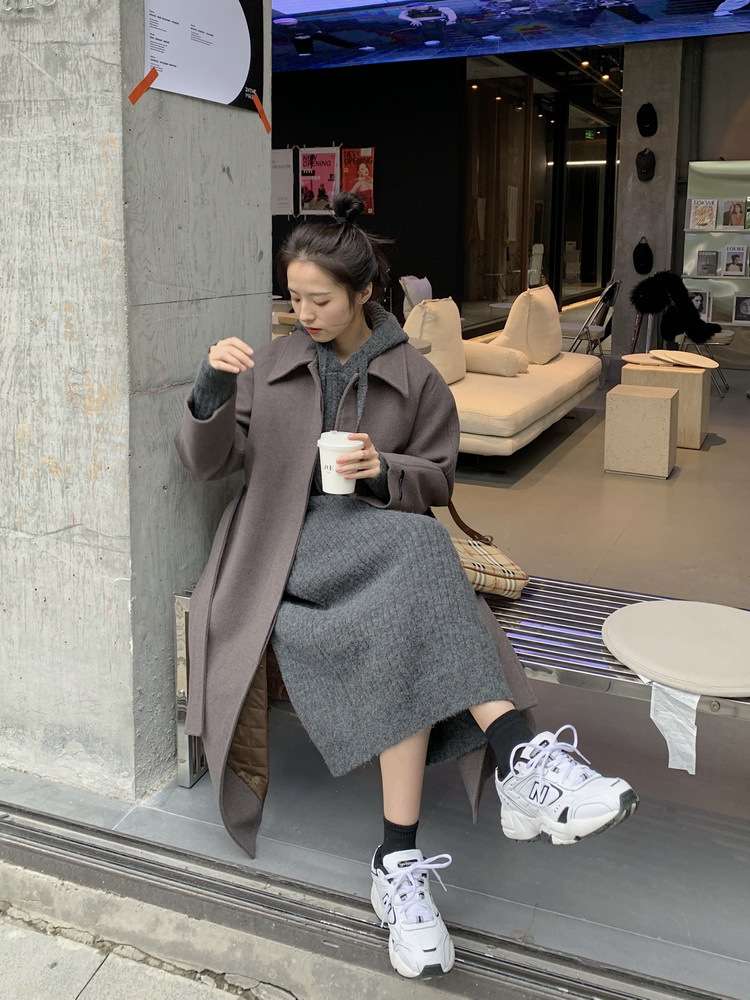 ロングワンピース ゆったりリブニット ロングワンピース