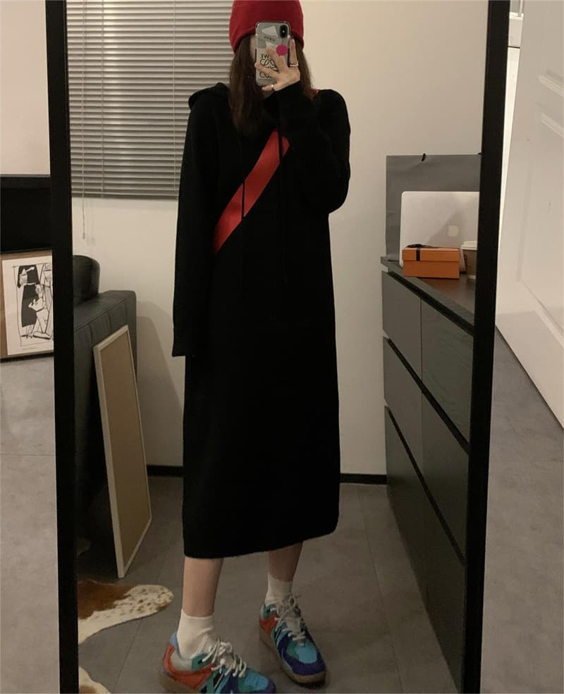 ロングワンピース ゆったりシルエットスウェットワンピース