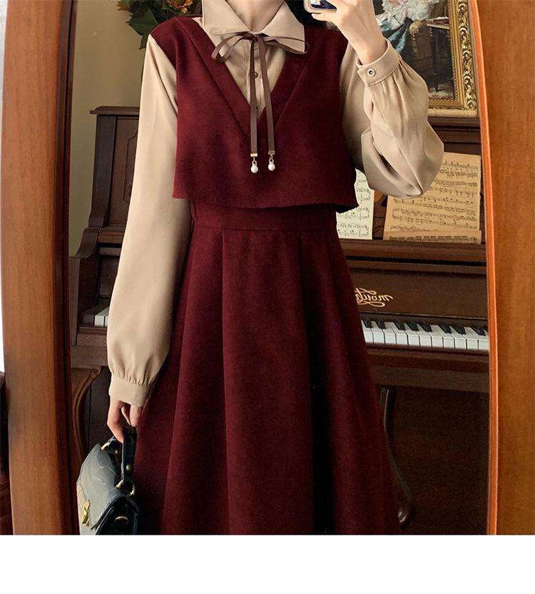 ロングワンピース クラシカル リボン ジャンパースカート