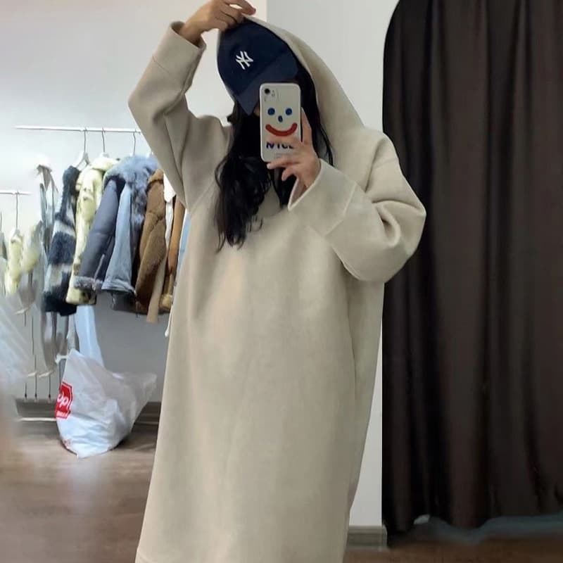 ロングワンピース ふわもこオーバーサイズワンピース