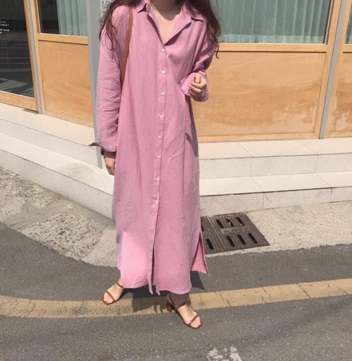 ロングワンピース 二〇二三年新作女性用シャツワンピース長袖二色展開
