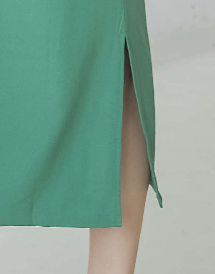 ロングワンピース シンプル深Ｖネック レイヤードワンピース