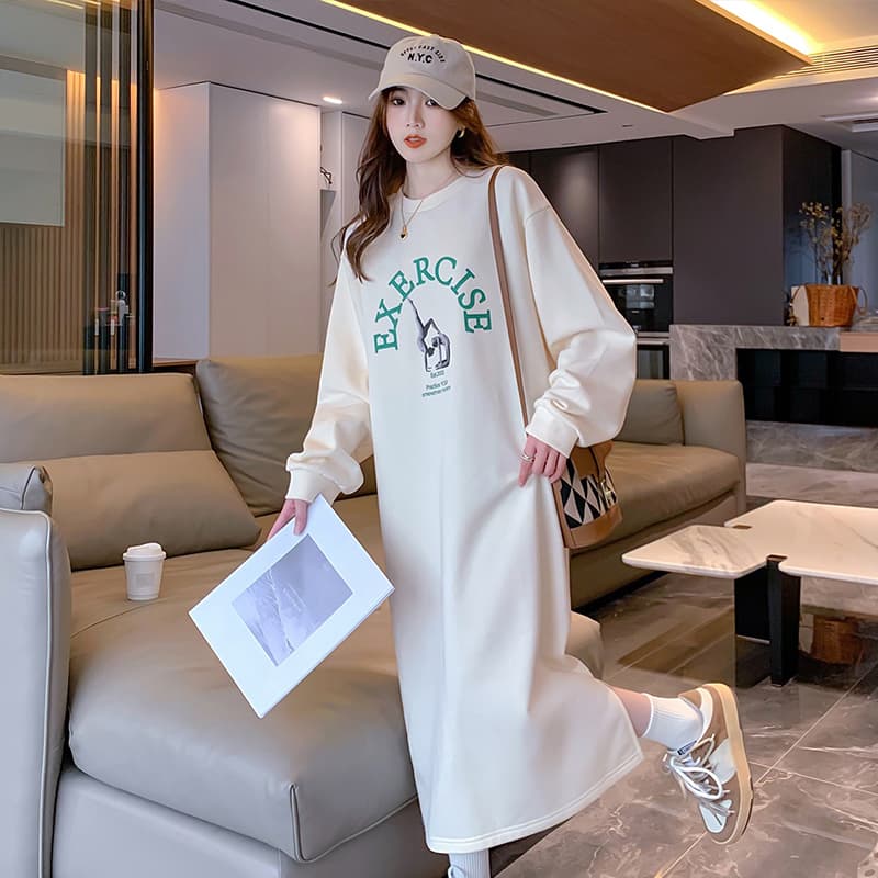 ロングワンピース スウェット ゆったりリラックススウェットワンピース