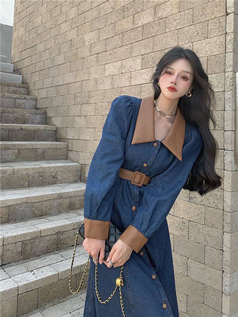 ロングワンピース フロントボタンシェイプワンピース