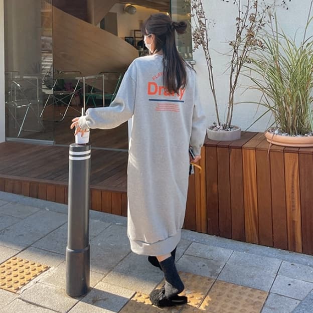 ロングワンピース スウェット ゆったりシルエット 裏起毛 スウェットワンピース