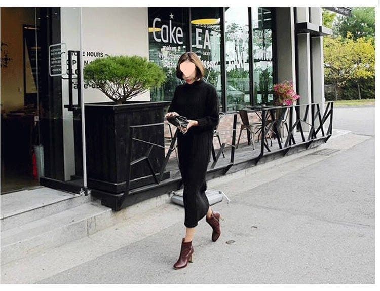 ロングワンピース お散歩リブニットロングワンピース