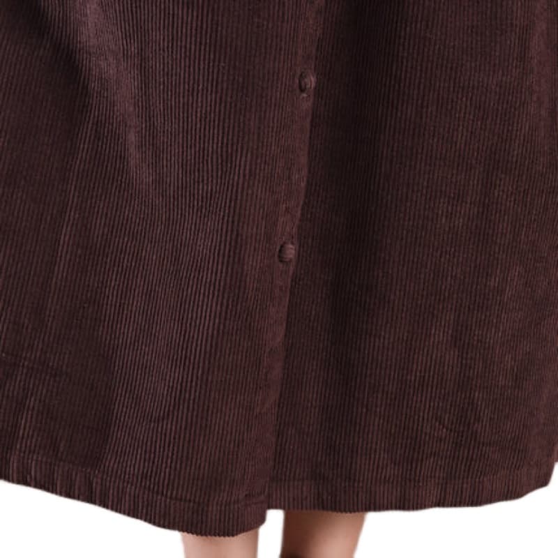ロングワンピース シャツ コーデュロイ素材長袖前開きロングワンピース