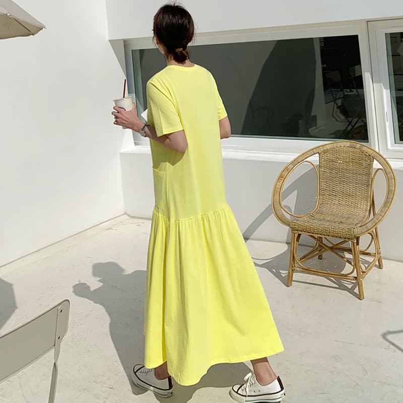 ロングワンピース スウェット ポケット付きゆったりスウェットワンピース