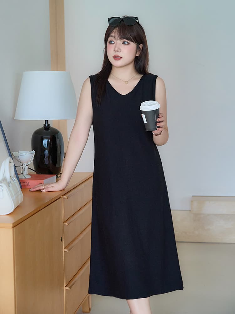 ロングワンピース ニット しなやかノースリーブロングワンピース