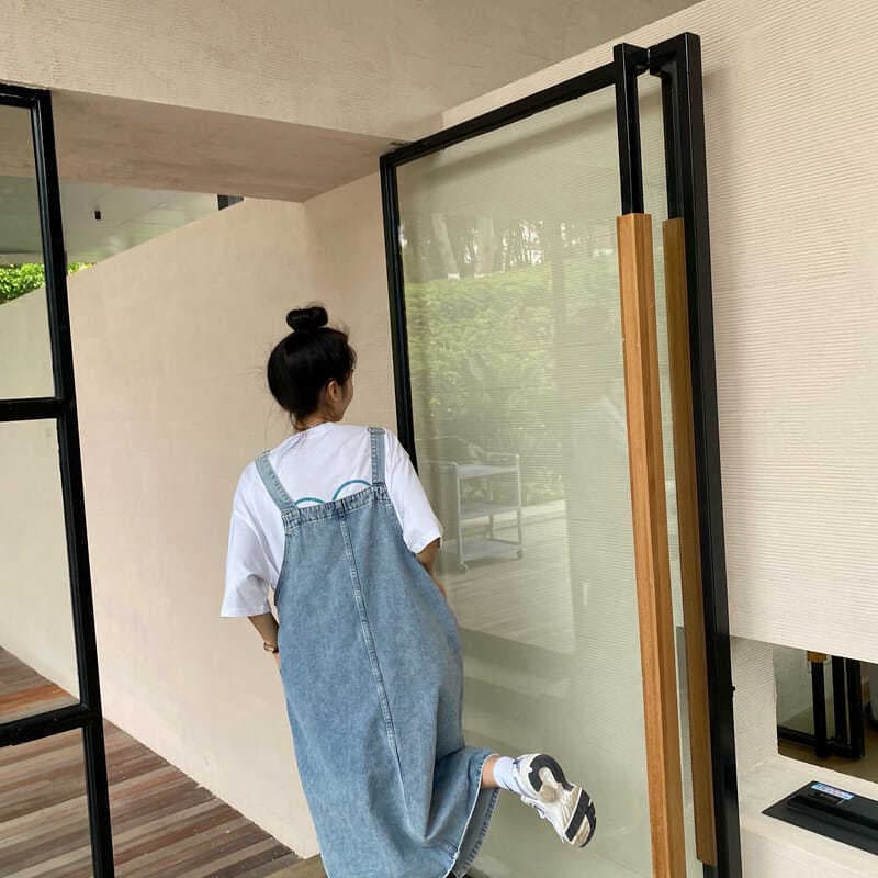 ロングワンピース シンプルゆったり涼やかデニムワンピース