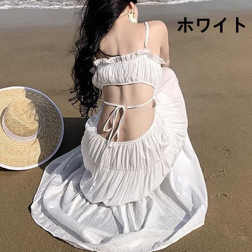 ロングワンピース キャミソール夏ワンピース 大人可愛い紫色 リゾート結婚式対応