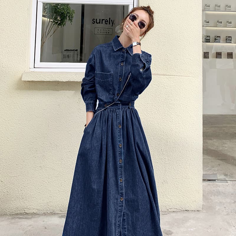 ロングワンピース ギャザーたっぷり優美シルエットワンピース