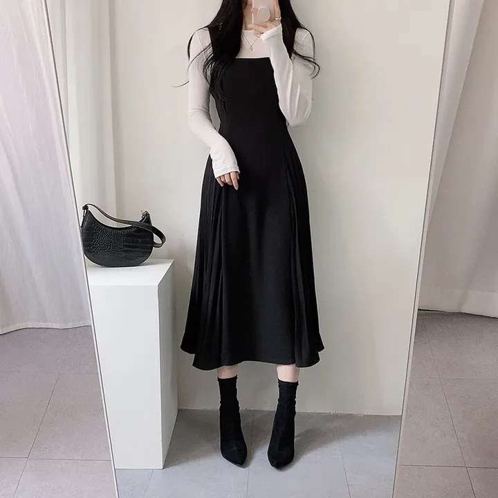 ロングワンピース しなやか優美シルエットジャンパースカート