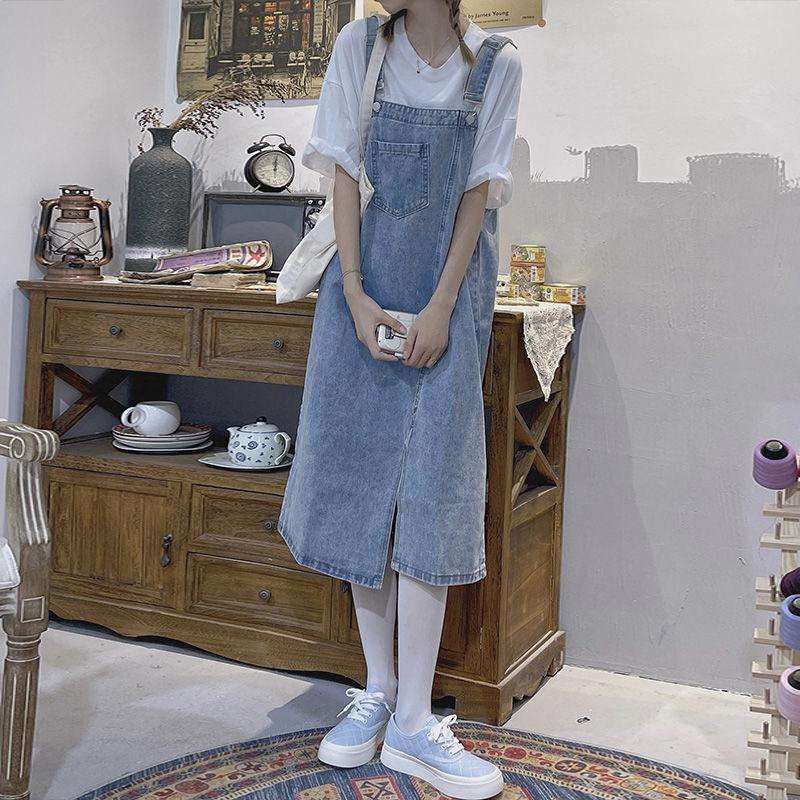 ロングワンピース ふんわり優美なサロペットワンピース