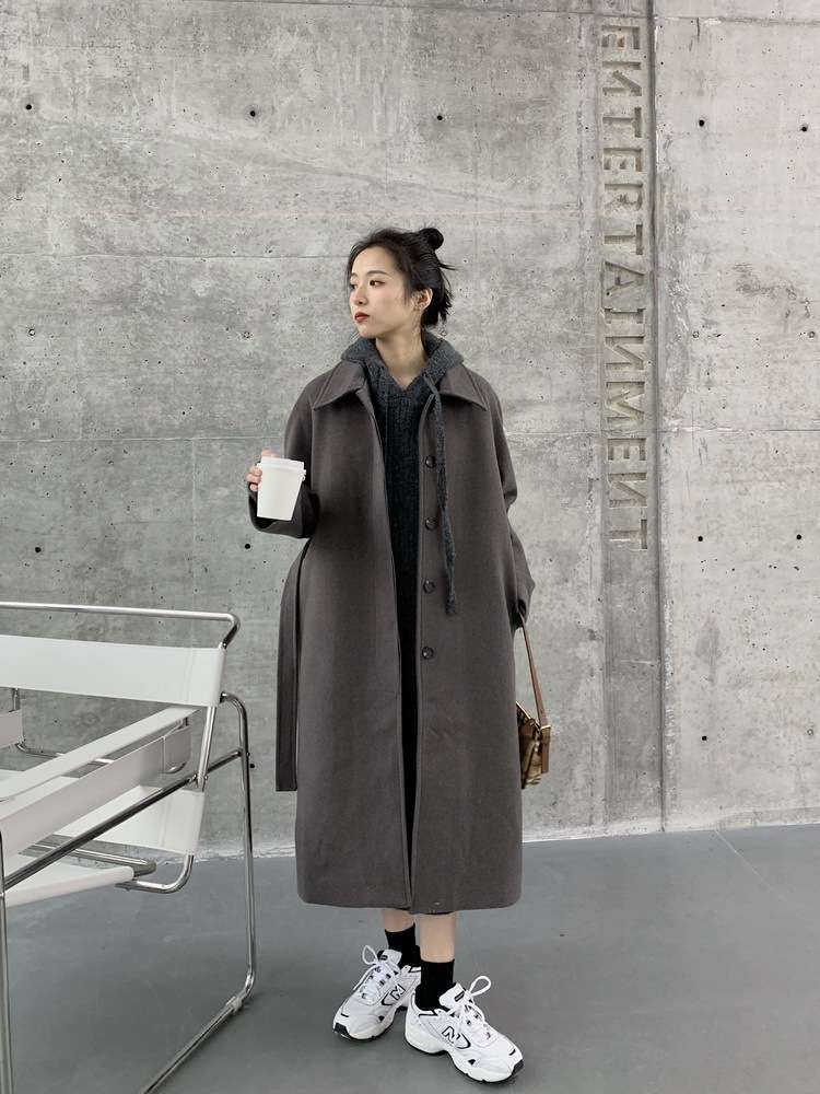 ロングワンピース ゆったりリブニット ロングワンピース