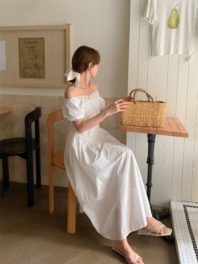 ロングワンピース 春夏新作レース襟シャツワンピース可愛いロング丈