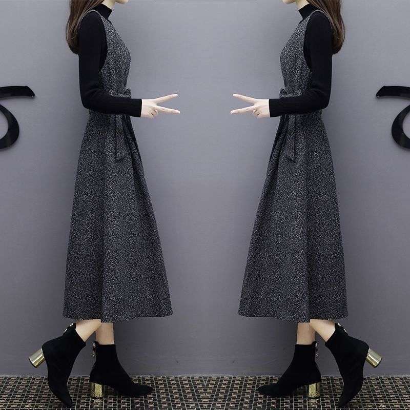 ロングワンピース ウールロングワンピース シンプルジャンパースカート