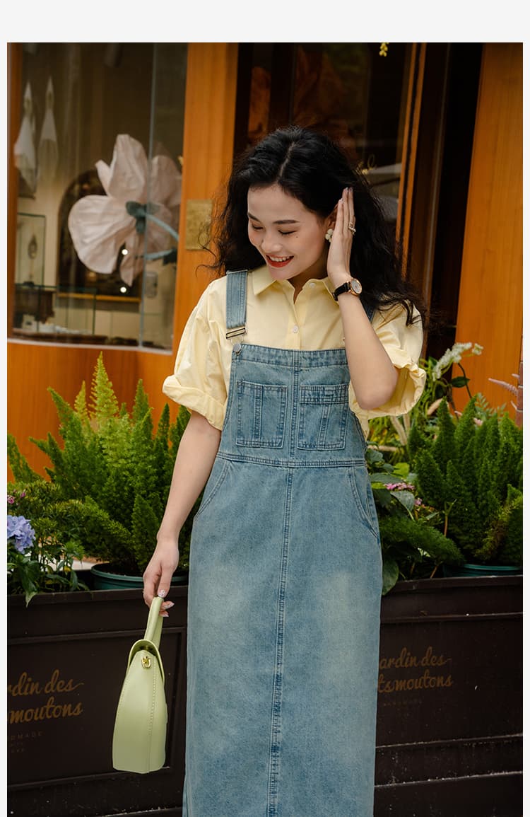 ロングワンピース 優しげなガーデンサロペット