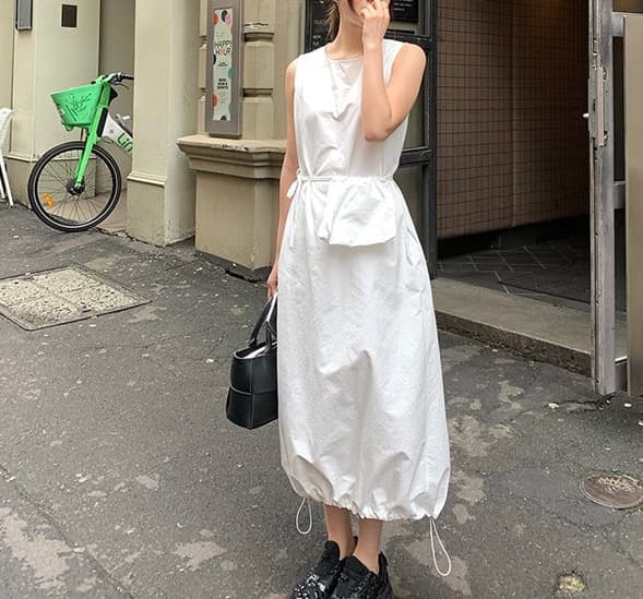 ロングワンピース 春夏新作 袖なしシャツワンピース ロング丈 カジュアル可愛い