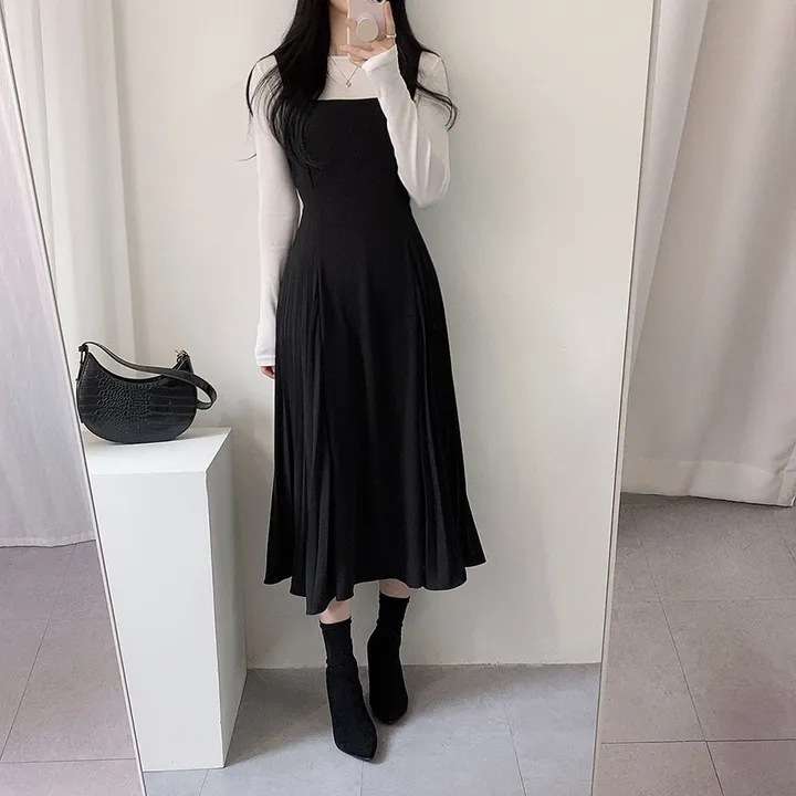 ロングワンピース しなやか優美シルエットジャンパースカート
