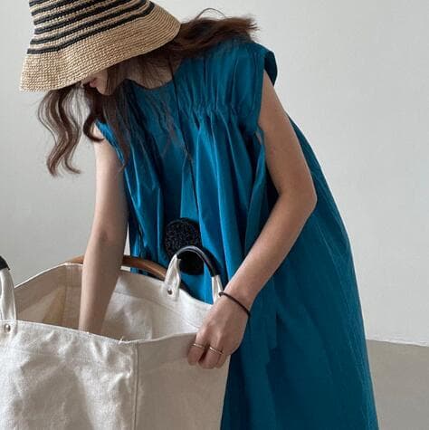 ロングワンピース 女性用ノースリーブ長袖ワンピース丸首復古風上品