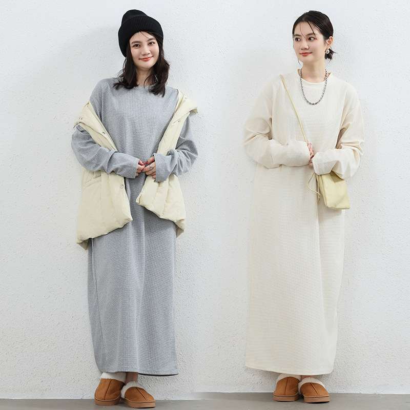 ロングワンピース ゆったり着られる癒しのニットワンピース